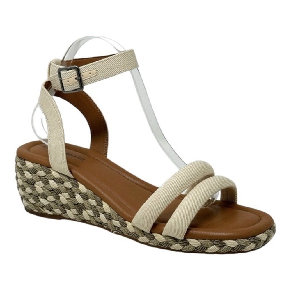Lucky Brand Wedge Sandals Size 10 Beige Taupe Woven Naylicia Summer Picnic NWOT